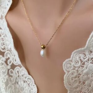 18 KT Gold Over Titanium Pearl Necklace